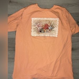 VINTAGE Coral Starfish Carmel California USA destination tee by LAT sparkly  NEW